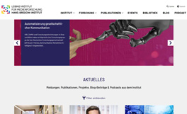 Abbildung der Startseite von Leibniz Institut für Medienforschung HBI