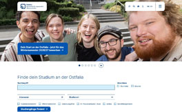 Abbildung der Startseite von Ostfalia Hochschule für angewandte Wissenschaften